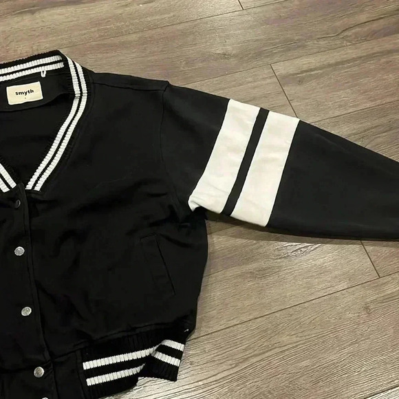 [L]Smyth Campus Sutra  Striped Snap Button-Down Bomber Jacket Women - Picture 5 of 10